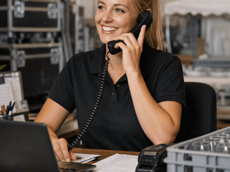 Frontoffice medewerker aan het werk