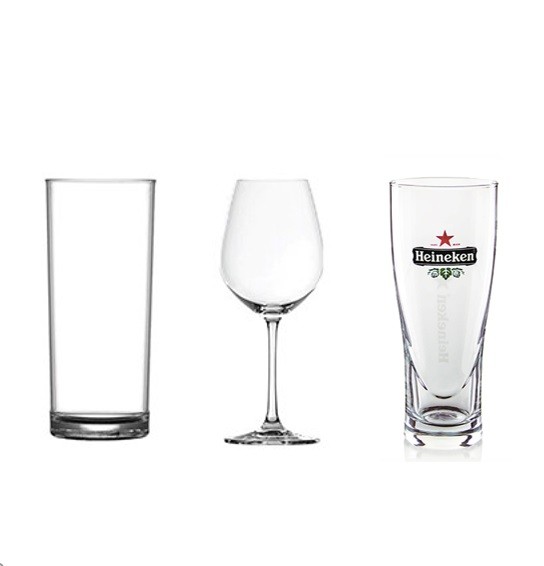 glaswerkpakket luxe p.p. (luxe bierglas, luxe wijnglas, longdrinkglas)